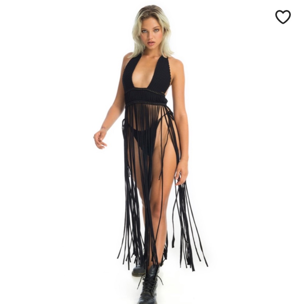 LaDeeTa Ha Designer Festival Fringe Crochet Top